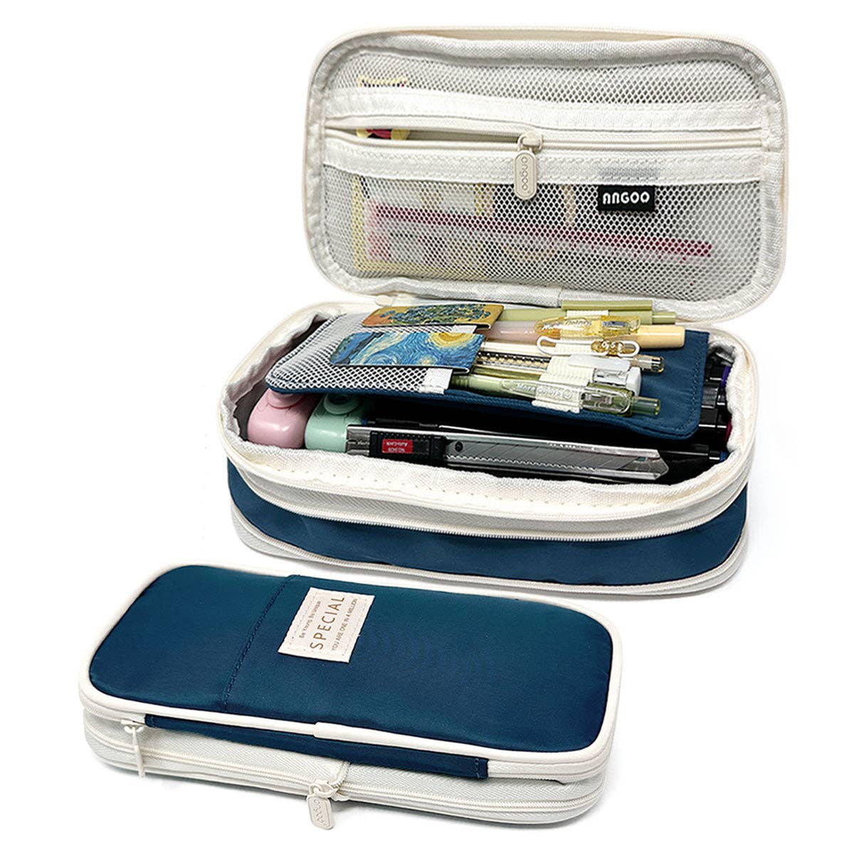 Wrapables Large Capacity Pencil Case Expandable Pencil Pouch - Pistachio Green - Image 2