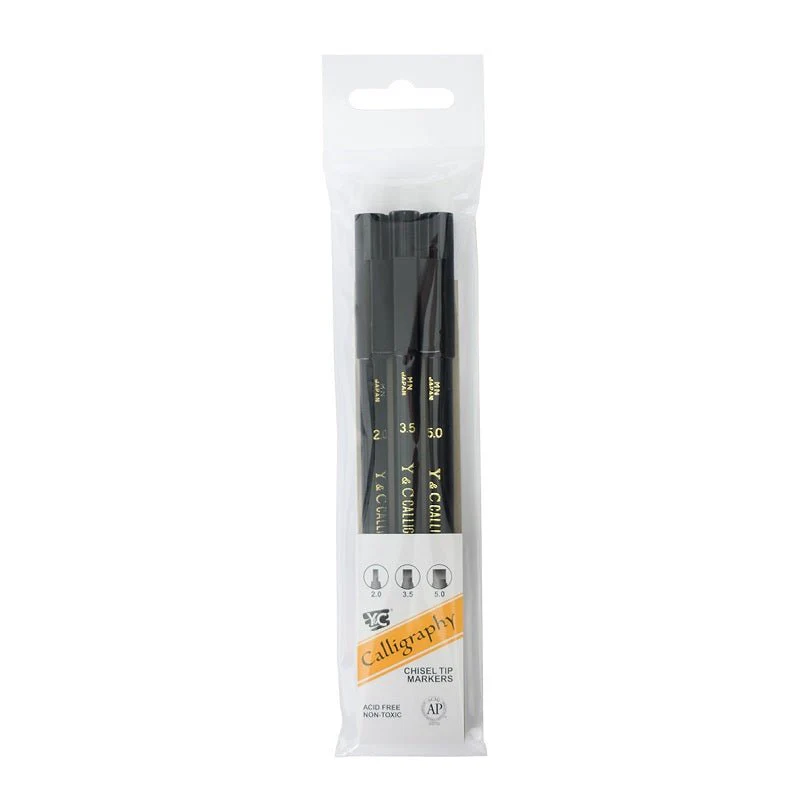 Yasutomo Calligraphy Marker 3 Piece Set (2.0 fine, 3.5 medium, 5.0 wide)