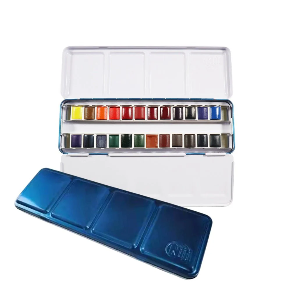 Yasutomo Niji Artist Watercolors Studio Half Pan Set - 24 colors