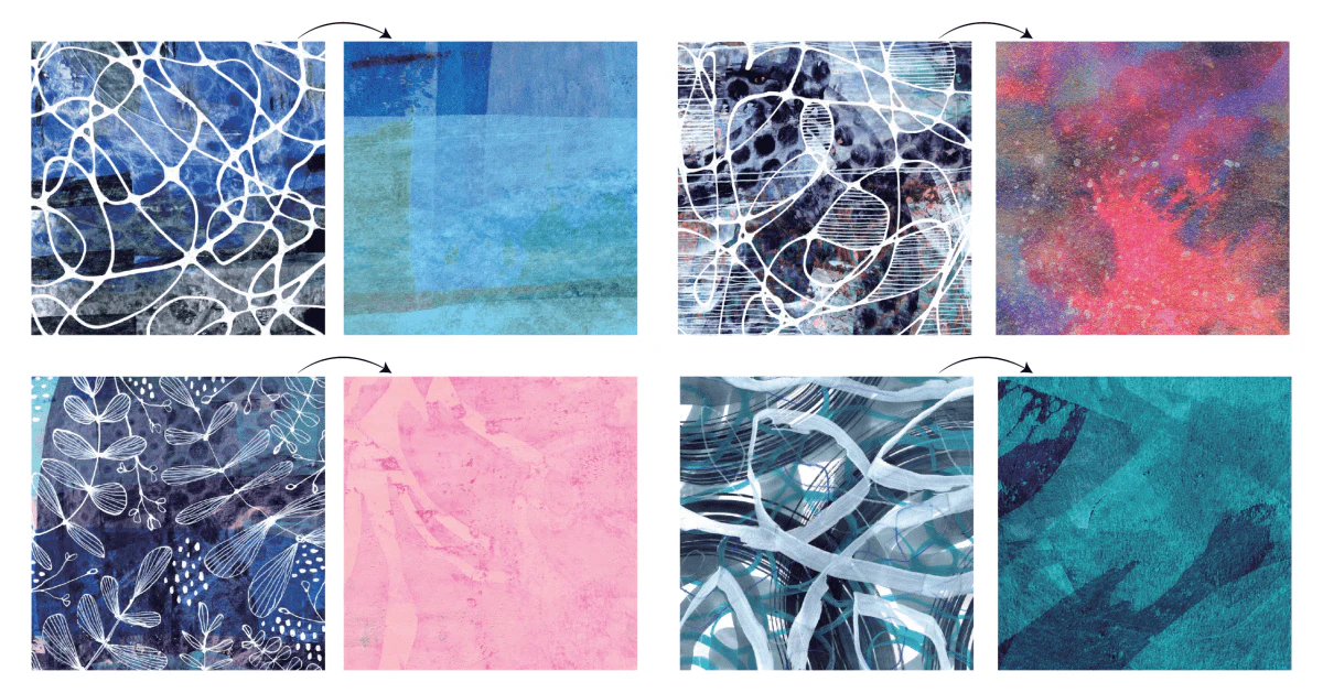 Yasutomo Origami Blue Scribbles 4 Patterns Double Sided 24 Sheets - Image 3