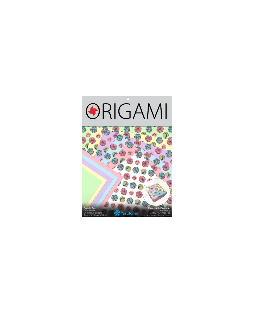 Yasutomo Origami Doodle Dots 6 Patterns Double Sided 24 Sheets