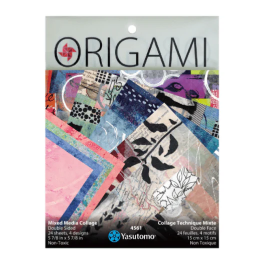Yasutomo Origami Mixed Media Collage 4 Patterns Double Sided 24 Sheets