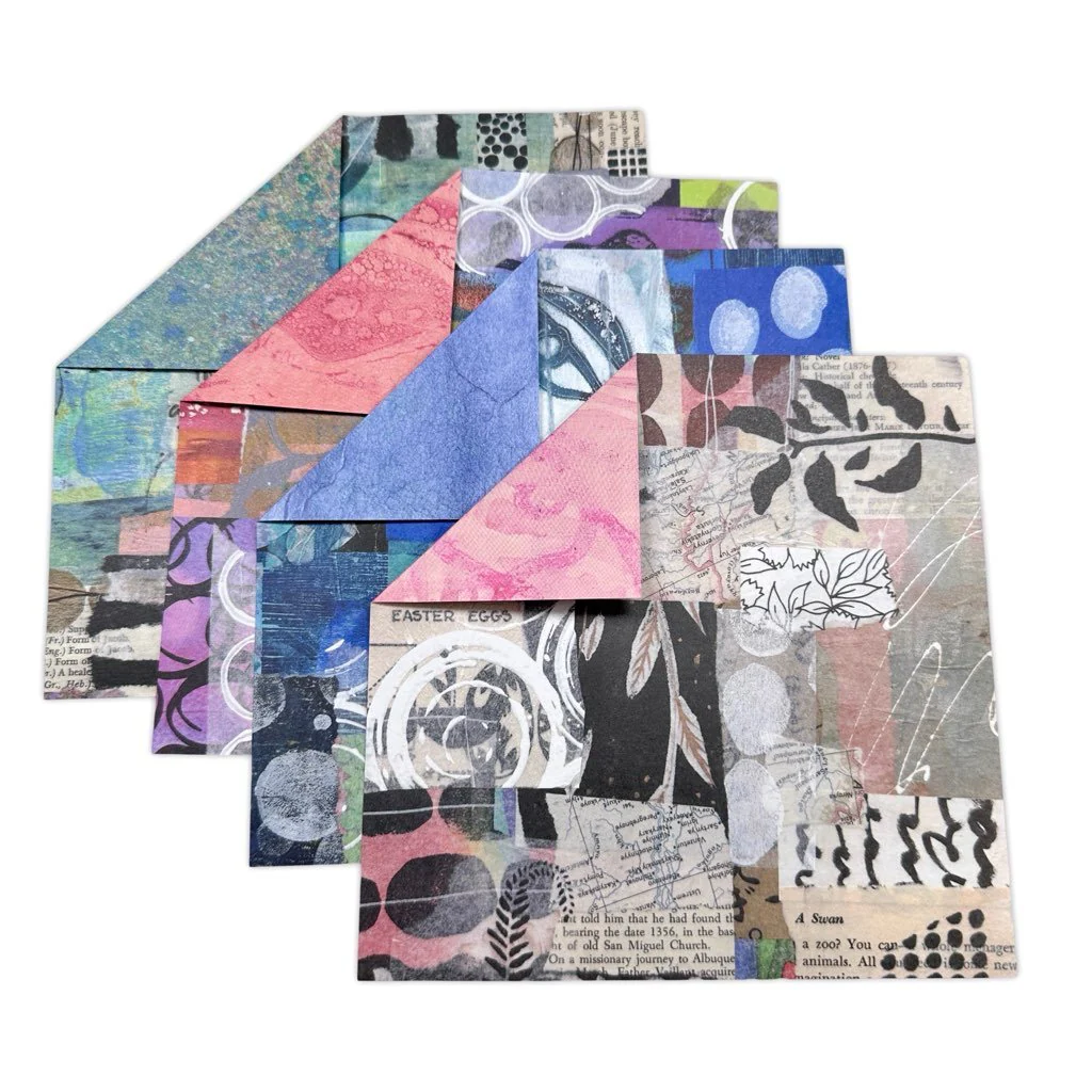 Yasutomo Origami Mixed Media Collage 4 Patterns Double Sided 24 Sheets - Image 2