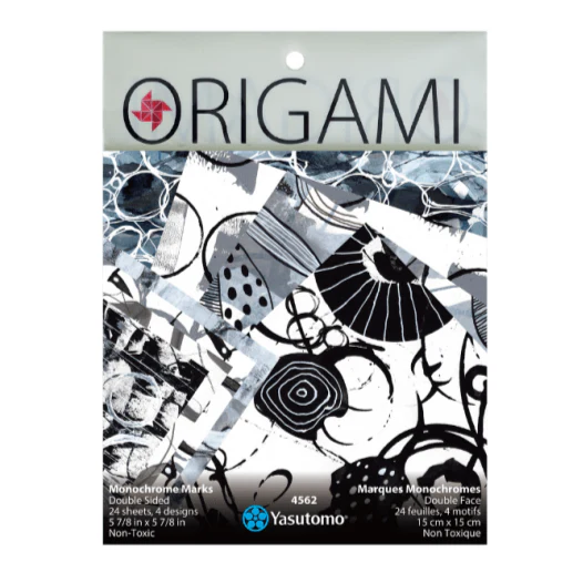 Yasutomo Origami Monochrome Marks 4 Patterns Double Sided 24 Sheets