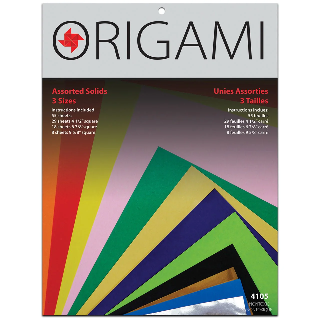 Yasutomo 4105 - Origami Assortment 55 sheets (4 1/2 inch, 6 7/8 inch and 9 5/8 inch square)