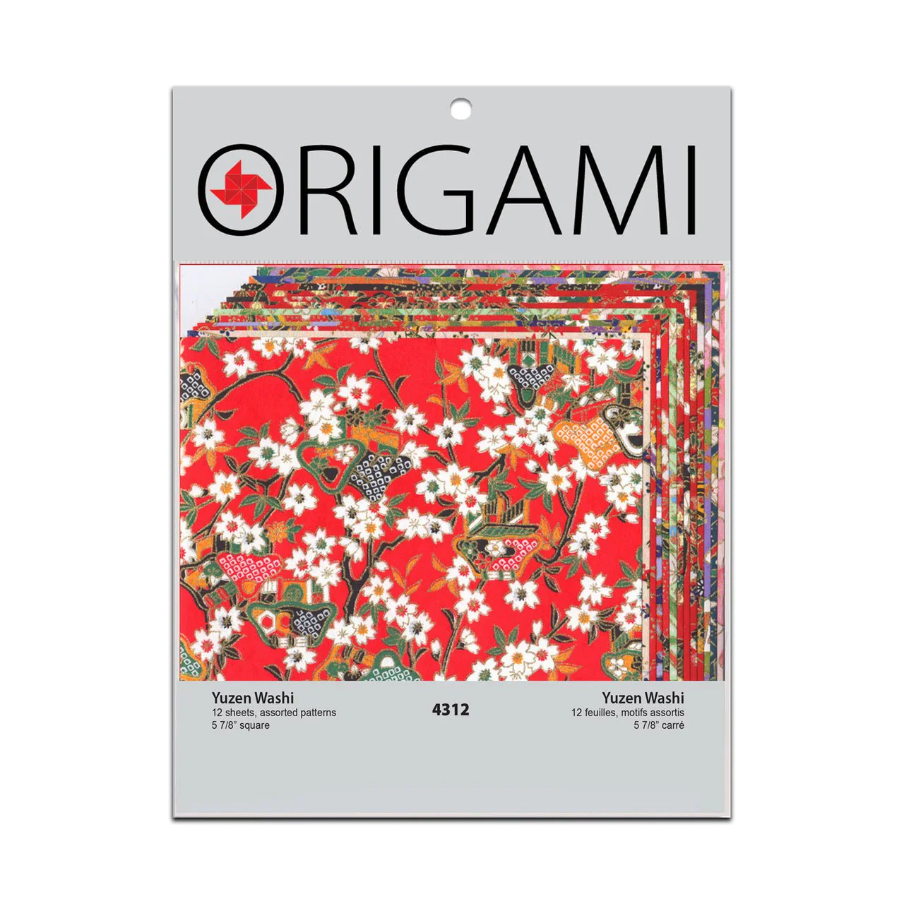 Yasutomo 4312 - Origami Paper - Japanese Prints - Yuzen Red 5 7/8 inch - 12 sheets