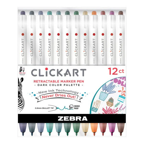 ClickArt Retractable Marker Set - 12-Pen Dark Colors